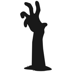 Zombie Hand Silhouette on White Background. Flat Vector Illustration.