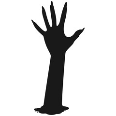 Zombie Hand Silhouette on White Background. Flat Vector Illustration.