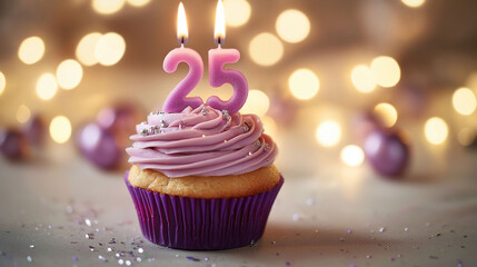 Cupcake to celebrate the 25th birthday or anniversary