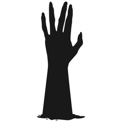 Zombie Hand Silhouette on White Background. Flat Vector Illustration.
