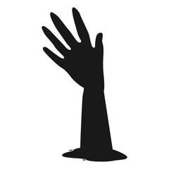 Zombie Hand Silhouette on White Background. Flat Vector Illustration.