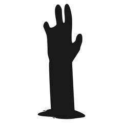 Zombie Hand Silhouette on White Background. Flat Vector Illustration.