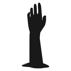 Zombie Hand Silhouette on White Background. Flat Vector Illustration.