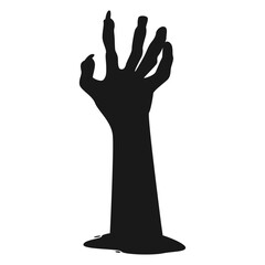 Zombie Hand Silhouette on White Background. Flat Vector Illustration.