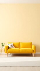 Mockup Wall The Children'S Room Yellow Sofa