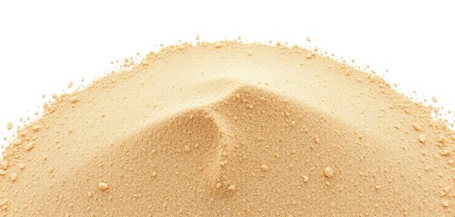 Fine, light brown beach sand, subtly textured, isolated on pure white, photography, texture