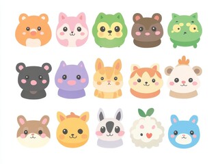 Cute and Colorful Animal Faces Collection for Kids and Fun Art