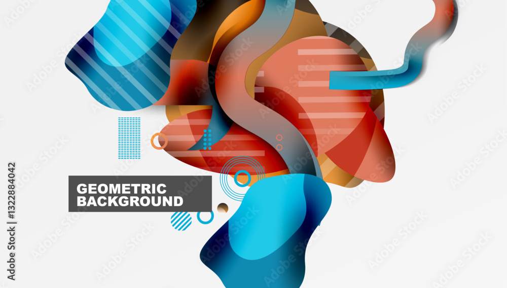 Poster abstract background - lines circles and liquid shapes