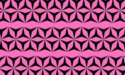 : Seamless geometric pattern with pink hearts in a vintage style