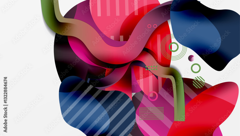 Poster abstract liquid shapes and lines background