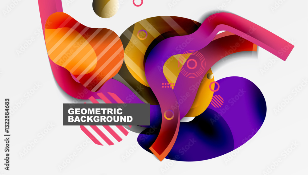 Poster abstract background - lines circles and liquid shapes