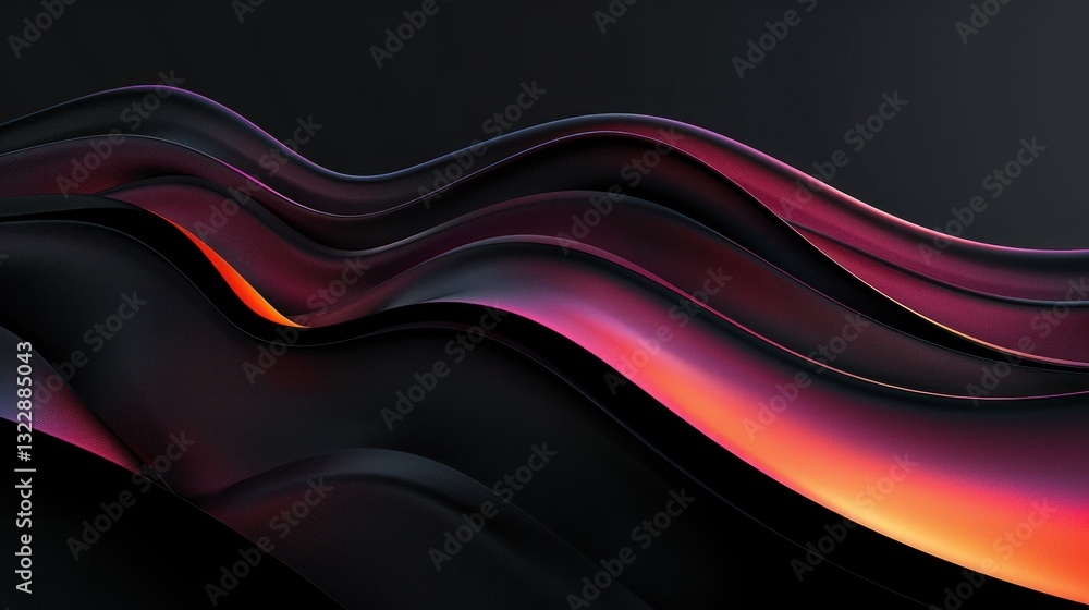 Poster abstract waves of color flowing across a dark background