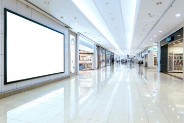 Pixel Perfect Image of Blank Poster on Osb Plate in a Shopping Mall Background