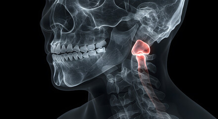 Human Anatomy Atlas: Detailed 3D Model of the Cervical Spine and Skull, Highlighting the Atlas and Axis Vertebrae