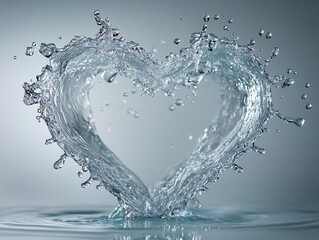 A heart shaped water splash is depicted in this photograph