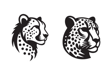 Cheetah head silhouette with white background