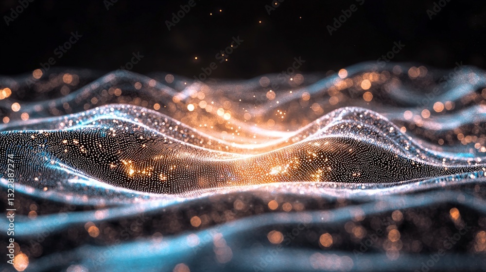 Poster abstract data wave ai digital technology network big data particles shiny glitter