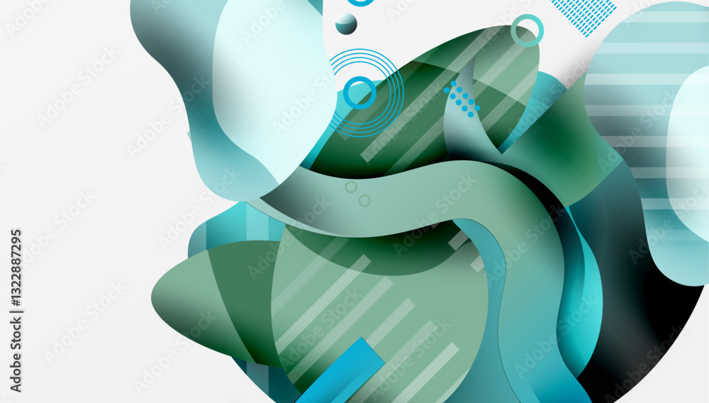 Poster abstract liquid shapes and lines background