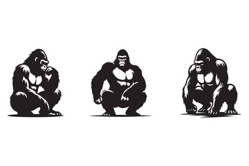 Gorilla silhouette with white background