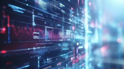 Obraz premium Abstract Digital Data Stream with Glowing Neon Lines and Pink Blue Purple Hues