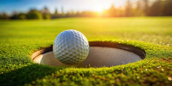 Golf ball rolling into hole with gentle curves , putting, ball