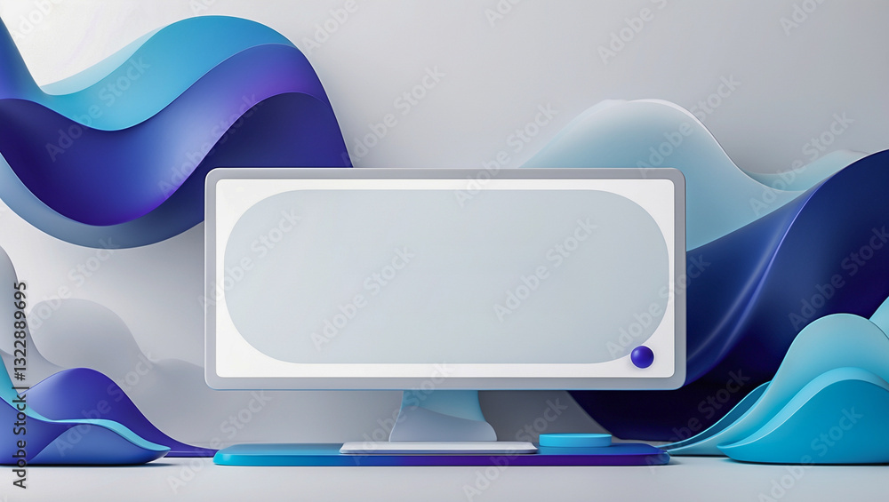 Poster modern abstract workspace with digital display