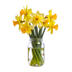 Vibrant Yellow Daffodils in Clear Glass Jar