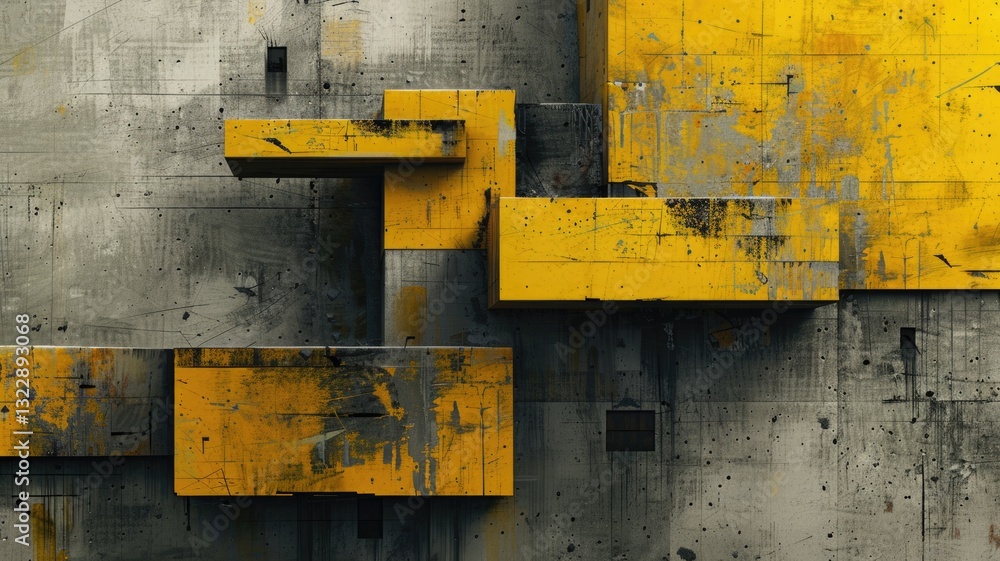 Poster modern abstract style concrete block and texture surface. strong building for secure workplace or st