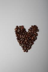 heart shaped coffee beans