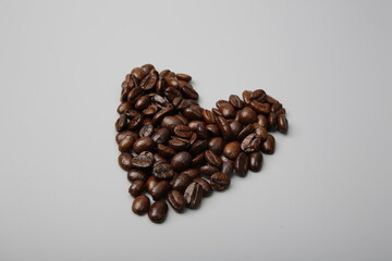 coffee beans in the form of heart