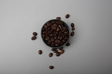 coffee beans and cup