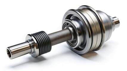 Precision-engineered metallic drive shaft component with a complex design and durable construction, suitable for high-performance applications
