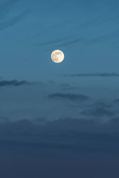 Full moon in evening sky