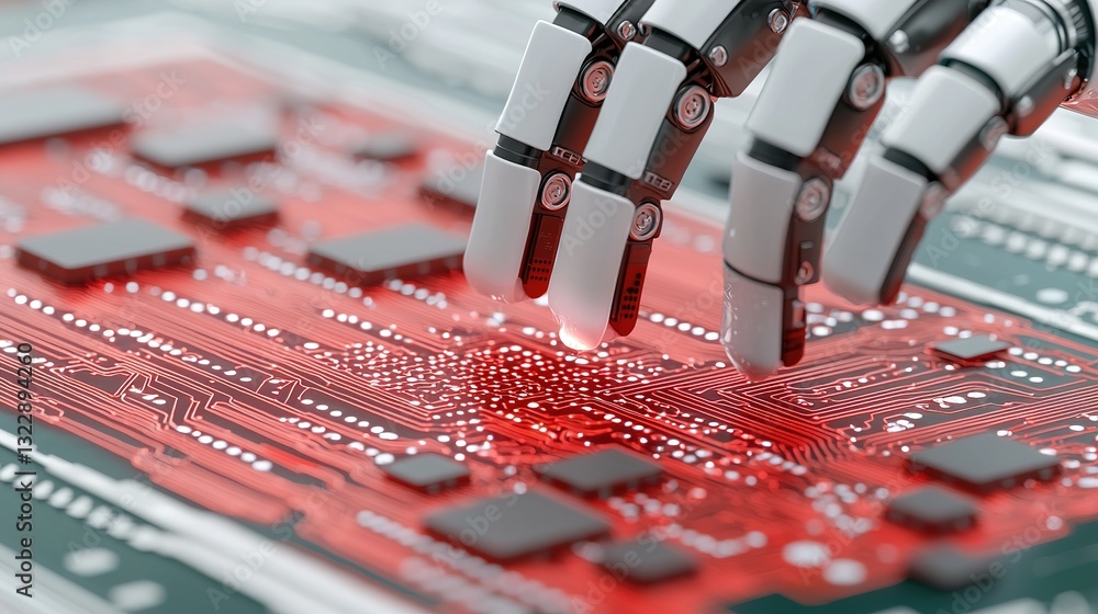 Aufkleber futuristic ai automation lab advanced robotic precision in digital innovation