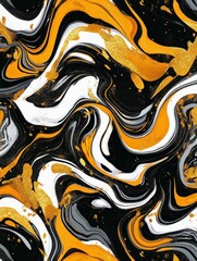 Obraz premium Abstract Swirl Fluid Art Background with Gold Splatter and Luxury Texture