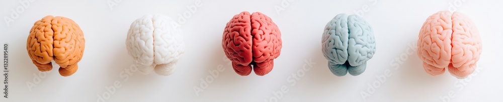 Aufkleber neurodiversity insights minimalist brain silhouettes showcasing cognitive complexity in soft pastel 