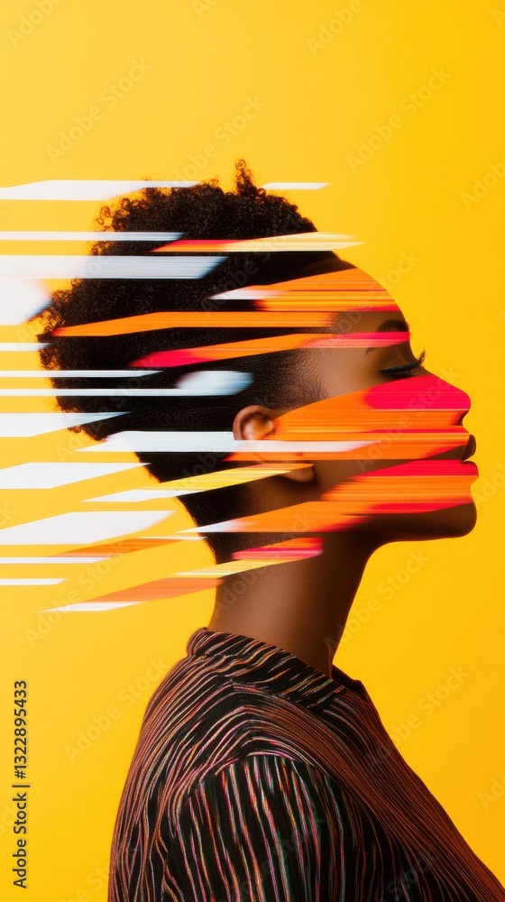 Fototapete digital identity redefined motion-blurred gen z portrait exploring visual fragmentation, emotional f