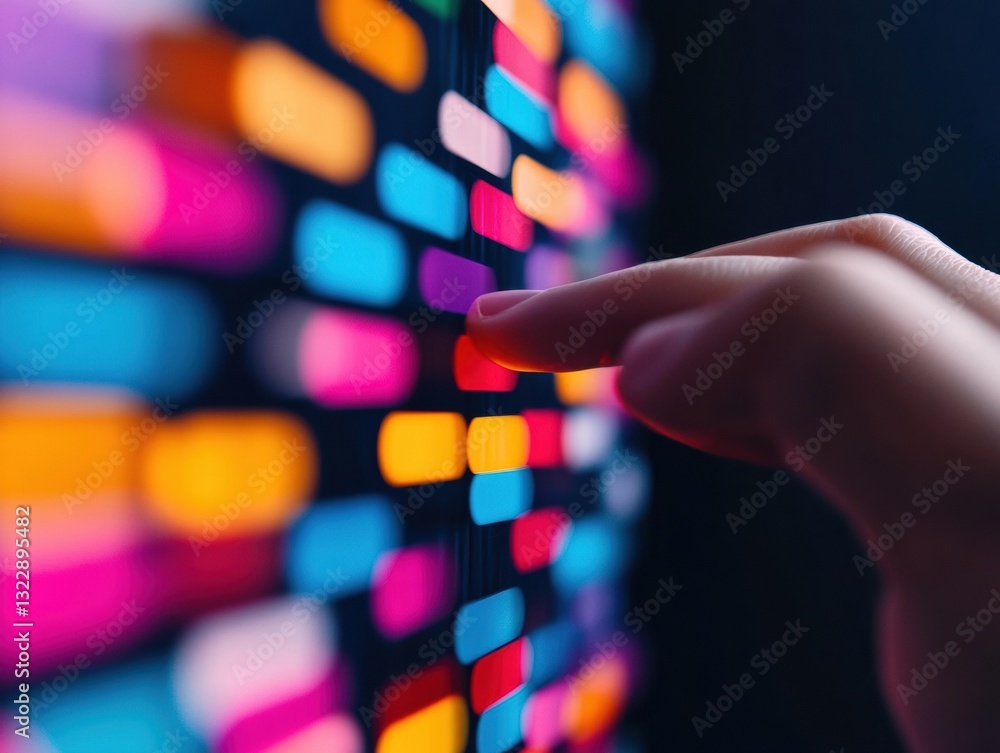 Poster Immersive Digital Interface AI-Powered Interactive Data Visualization Transforming Business Intelligence with Vibrant Sensory Technology and User-Driven Analytics