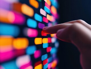 Immersive Digital Interface AI-Powered Interactive Data Visualization Transforming Business Intelligence with Vibrant Sensory Technology and User-Driven Analytics