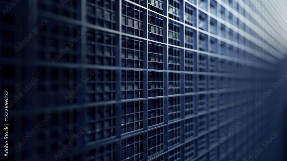 Poster abstract view of a modern building's facade with grid pattern