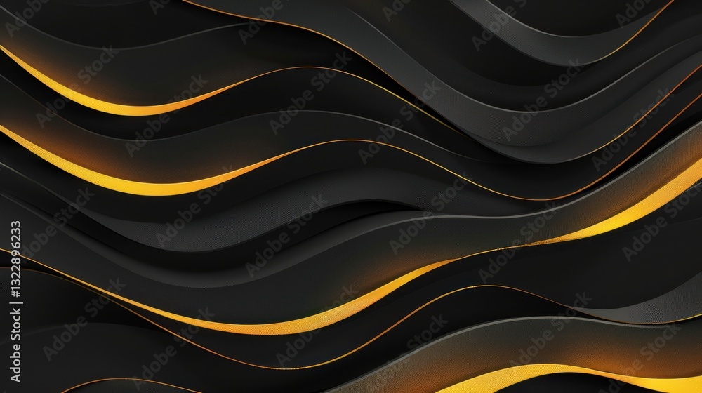 Poster abstract black and gold wave pattern for modern design use