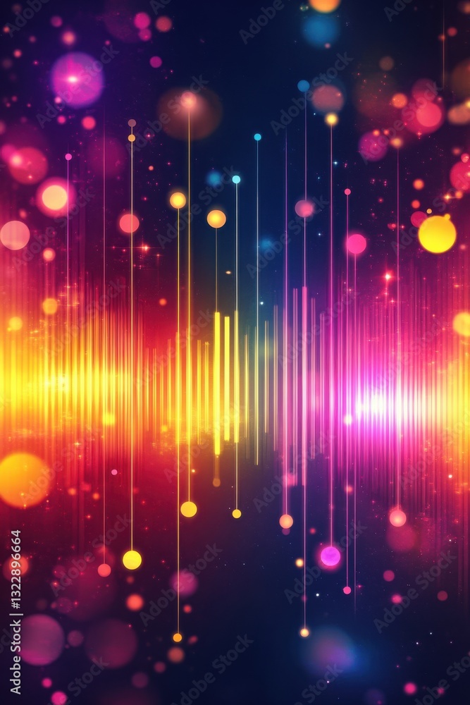 Poster vibrant symphony of light and color: an abstract audio visualizer