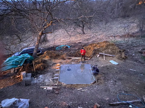 Building a septic tank.