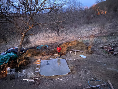 Building a septic tank.