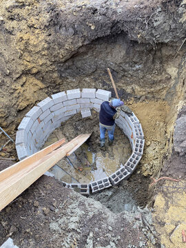 Building a septic tank.