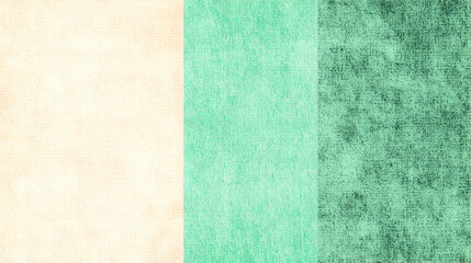 Fototapeta premium Abstract textured background with three vertical color blocks beige, mint green, and sea green. Perfect for design projects.