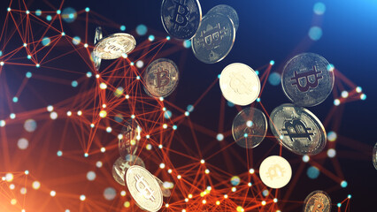 Bitcoin and  technology background concept