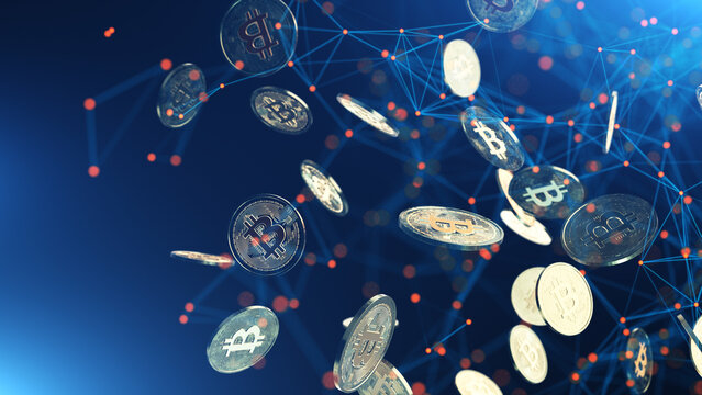 Bitcoin and  technology background concept
