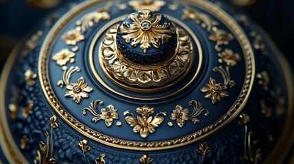 Obraz premium Ornate Gold & Blue Decorative Lid