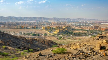 Riyadh cityscape with desert terrain and urban development in the background.